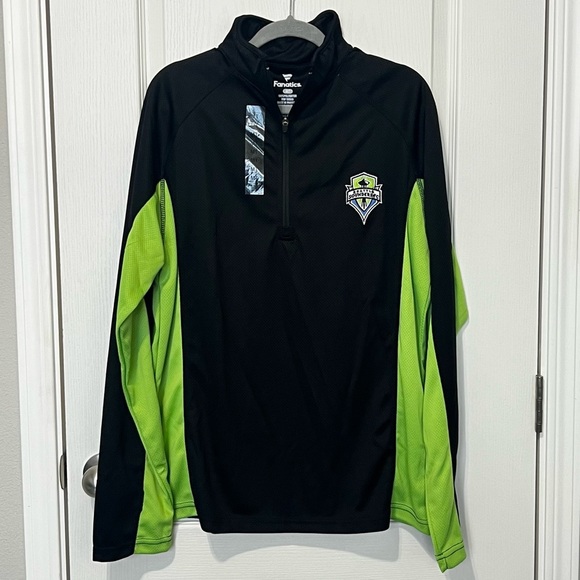 Seattle Sounders Soccer Teams Fanatics MLS 1/4 Zip Long Sleeve Size Medium Tall - Picture 1 of 9